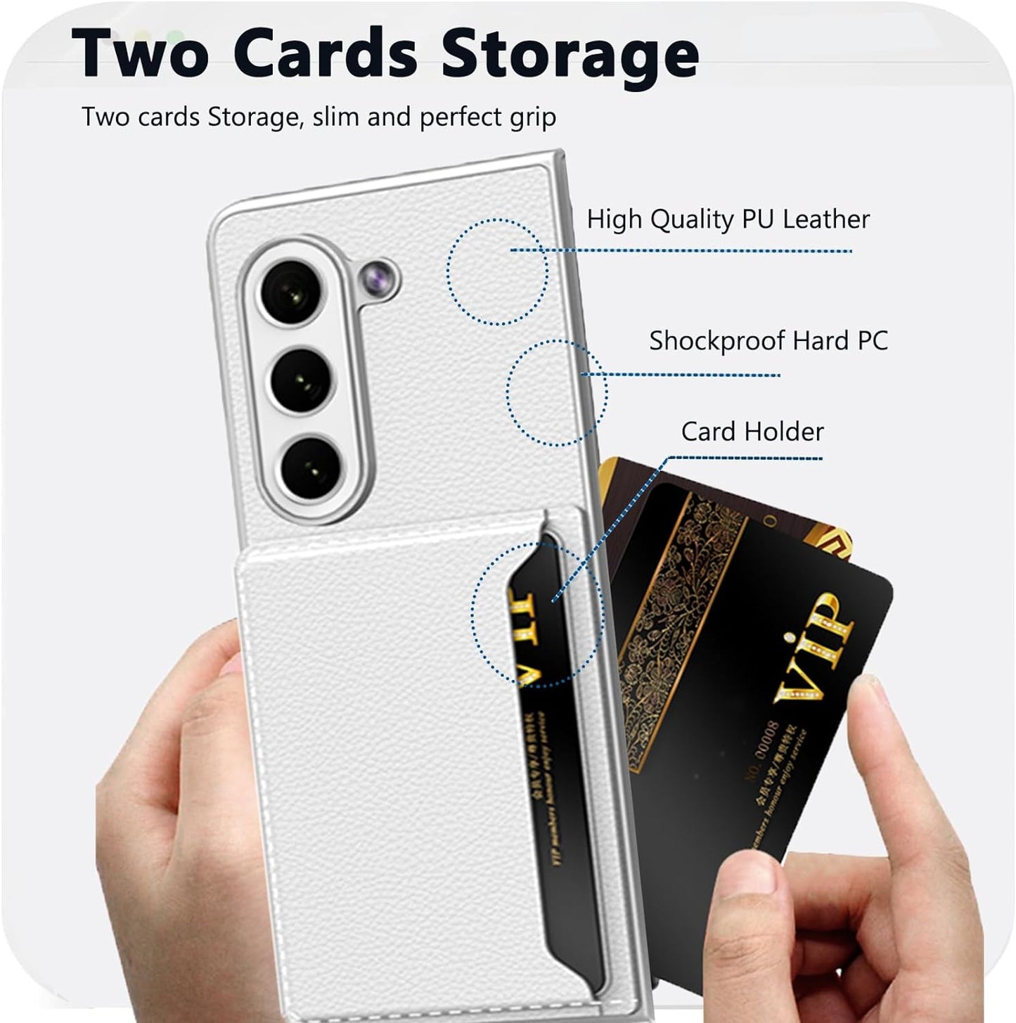 Compatible Samsung Galaxy Z Fold 5 Phone Case with Credit Card Holder Kickstand,Shockproof Protective Storage Wallet Card Slot Cover PU Leather Case for Samsung Galaxy Z Fold 5 5G Case Silver