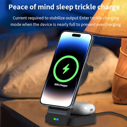 Magnetic Foldable 3 in 1 Wireless Charging Station for Apple Magsafe Charger ,15W Fast Wireless Charger Stand for Iphone 14 13 12 Series Apple Watch Airpods Multiple Devices, Adjustable Angle